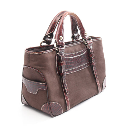 ブギーバッグ クロコ型押し ハンドバッグ キャンバス レザー ブラウン セリーヌ バッグ CELINE
