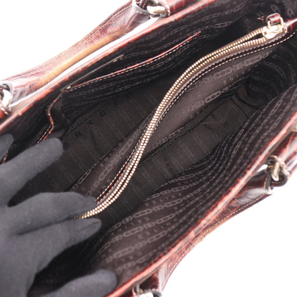 ブギーバッグ クロコ型押し ハンドバッグ キャンバス レザー ブラウン セリーヌ バッグ CELINE