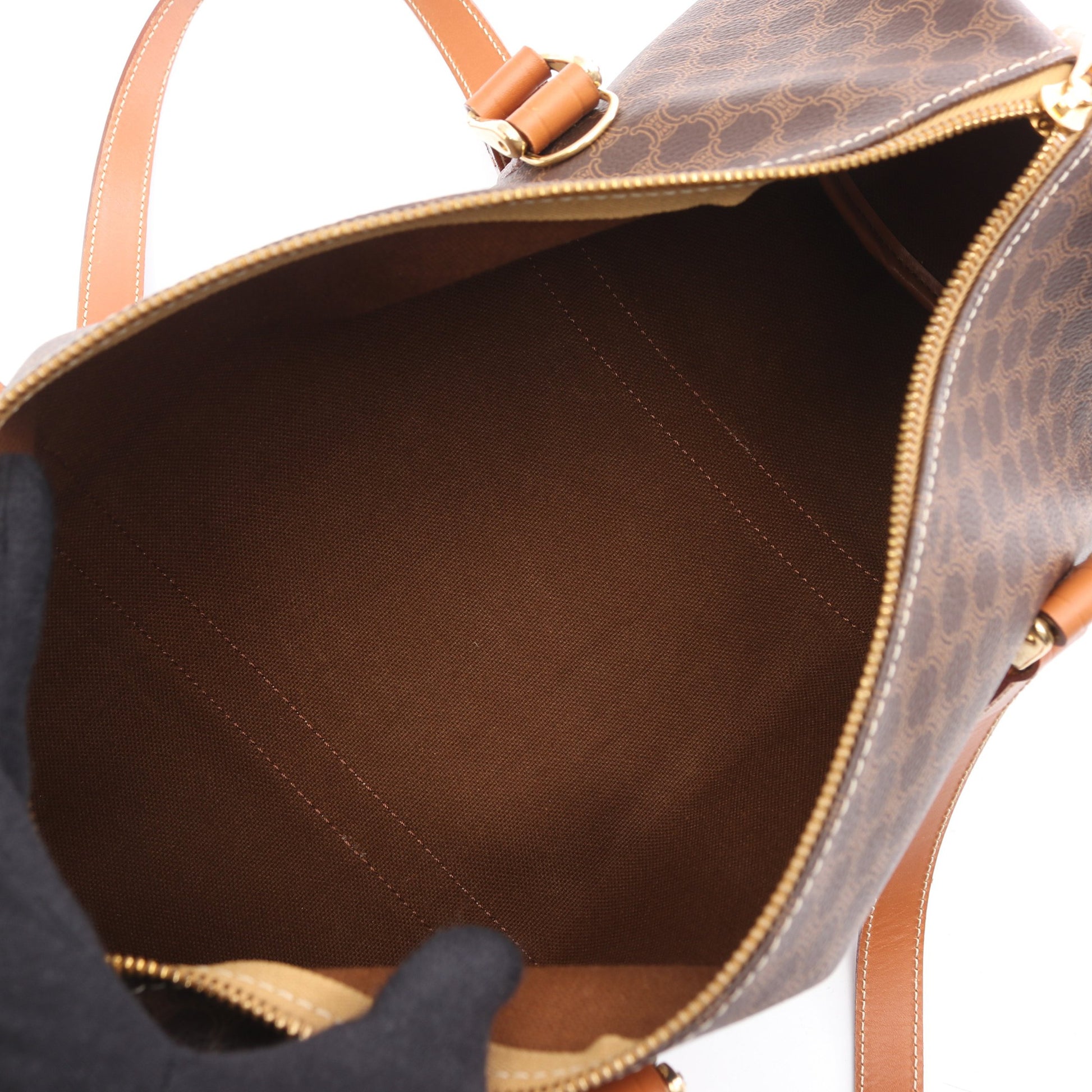 マカダム ショルダーバッグ PVC レザー ダークブラウン ライトブラウン セリーヌ バッグ CELINE