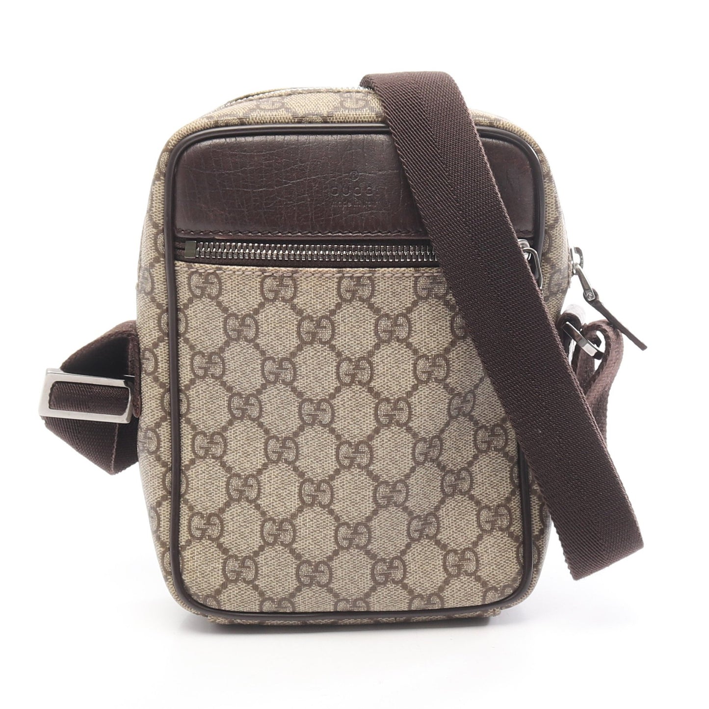 GGスプリーム ショルダーバッグ PVC レザー ベージュ ダークブラウン グッチ バッグ GUCCI