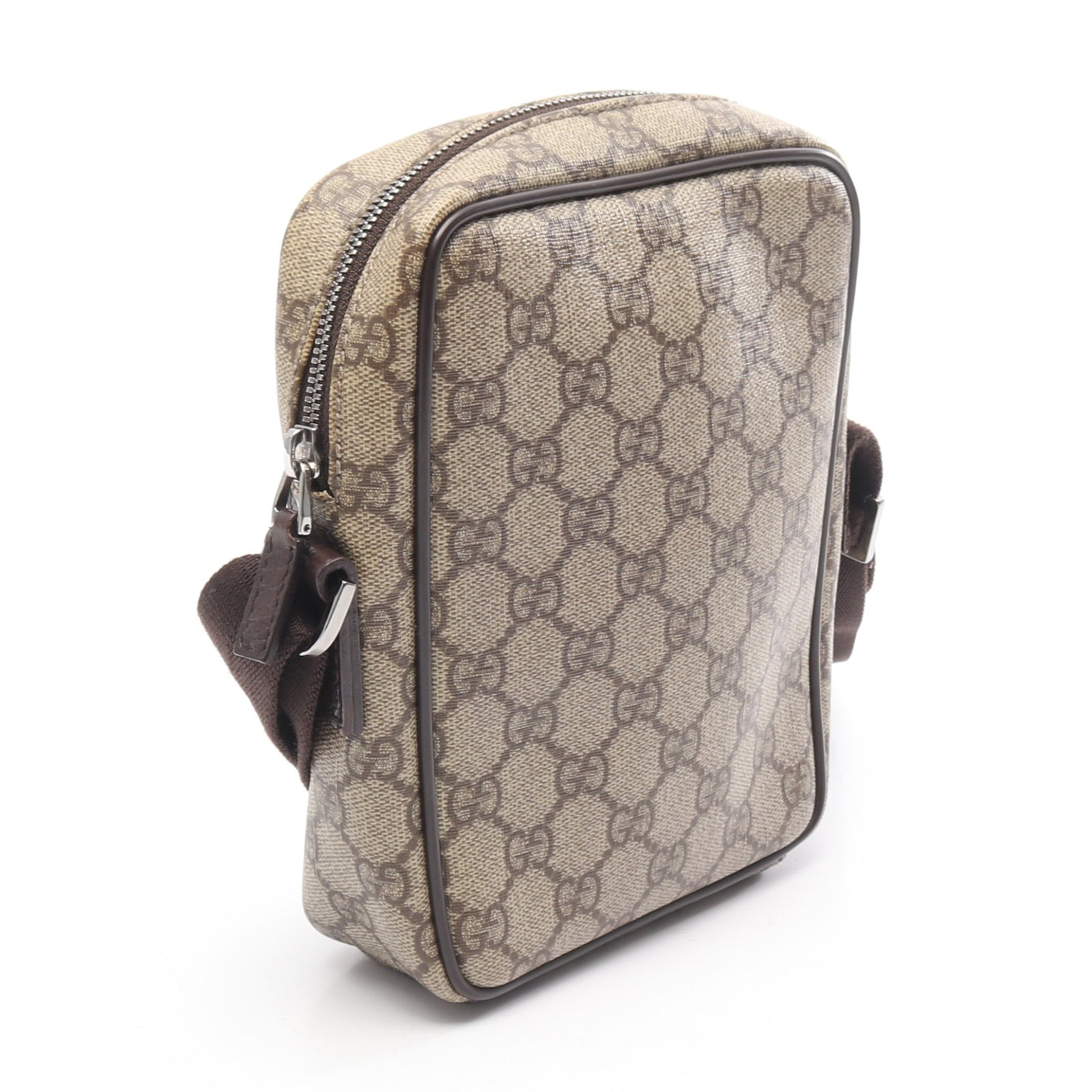 GGスプリーム ショルダーバッグ PVC レザー ベージュ ダークブラウン グッチ バッグ GUCCI