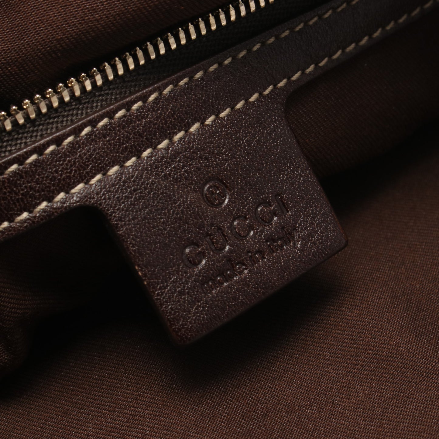 GGキャンバス シェリーライン スタッズ ショルダーバッグ キャンバス レザー ベージュ ダークブラウン グッチ バッグ GUCCI