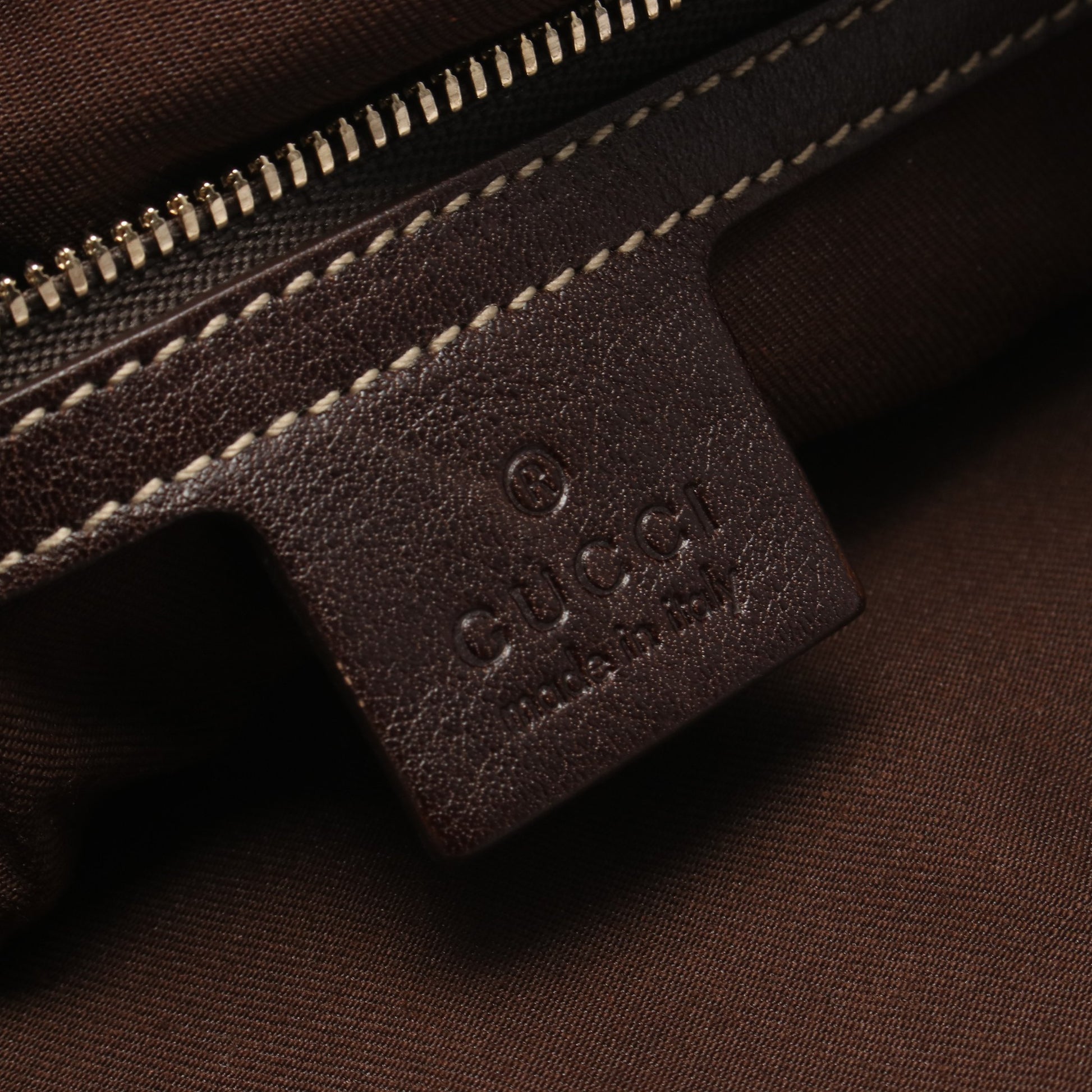 GGキャンバス シェリーライン スタッズ ショルダーバッグ キャンバス レザー ベージュ ダークブラウン グッチ バッグ GUCCI