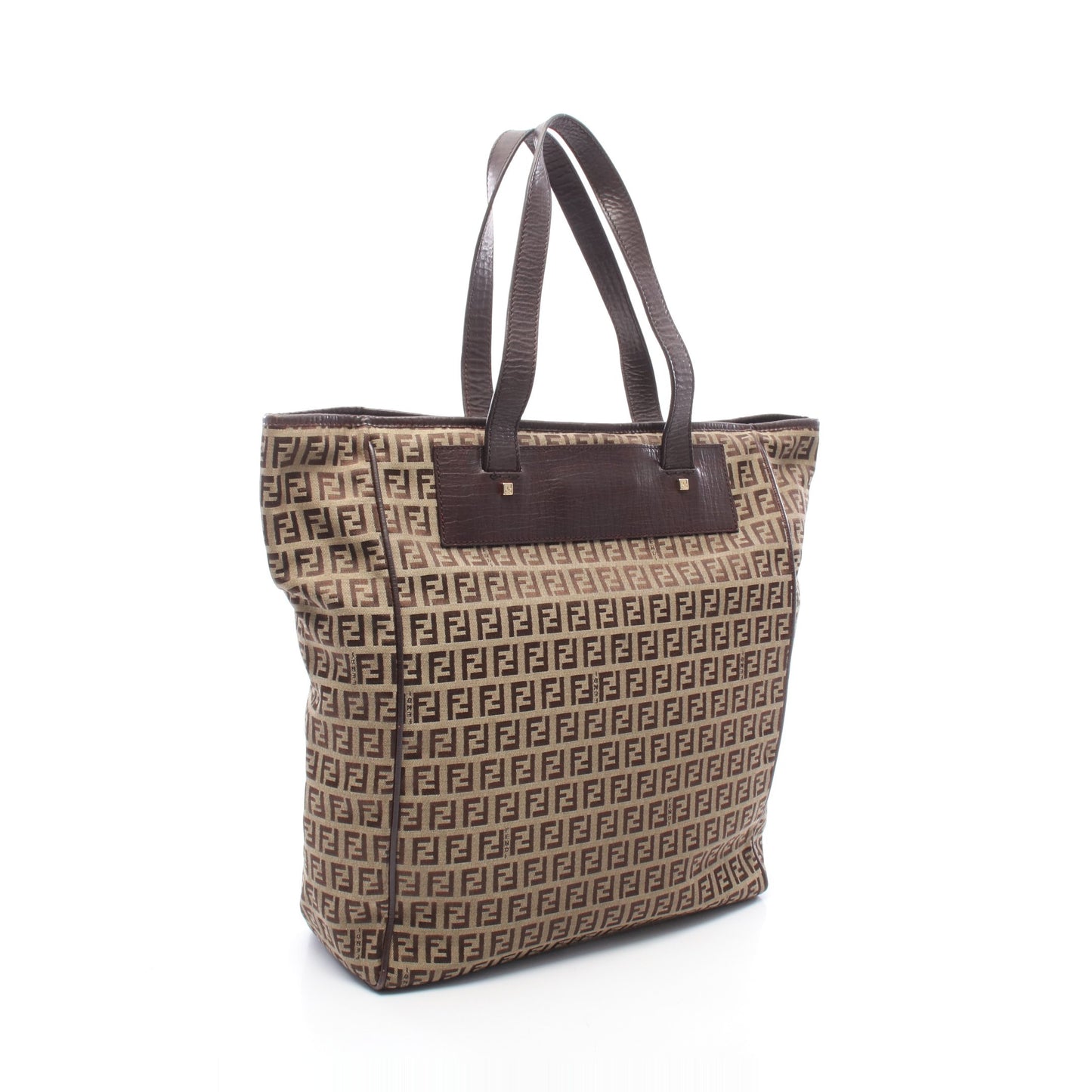 ズッキーノ ハンドバッグ トートバッグ キャンバス レザー ベージュ ダークブラウン フェンディ バッグ FENDI