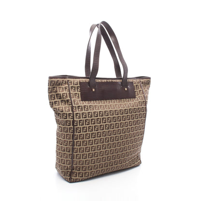 ズッキーノ ハンドバッグ トートバッグ キャンバス レザー ベージュ ダークブラウン フェンディ バッグ FENDI