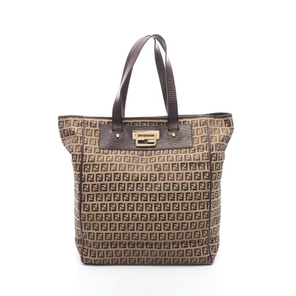 ズッキーノ ハンドバッグ トートバッグ キャンバス レザー ベージュ ダークブラウン フェンディ バッグ FENDI