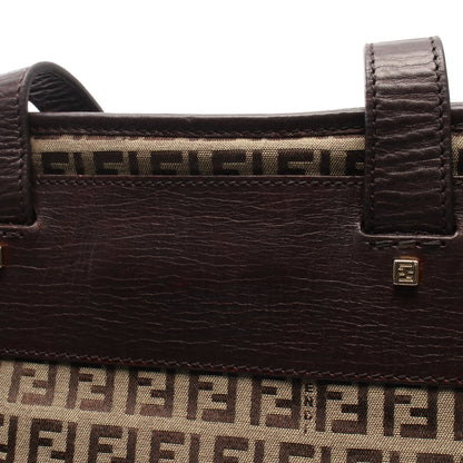 ズッキーノ ハンドバッグ トートバッグ キャンバス レザー ベージュ ダークブラウン フェンディ バッグ FENDI