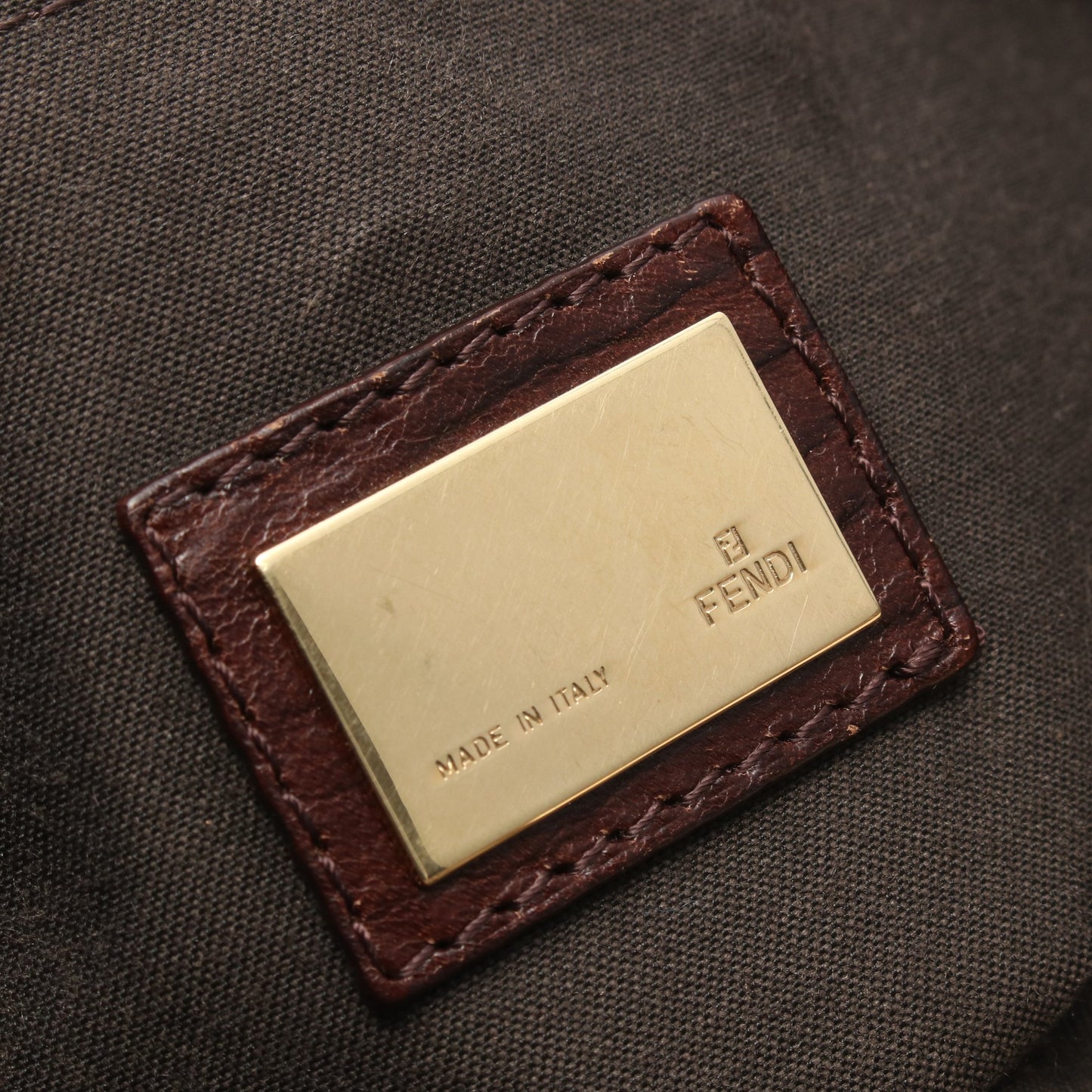 ズッキーノ ハンドバッグ トートバッグ キャンバス レザー ベージュ ダークブラウン フェンディ バッグ FENDI