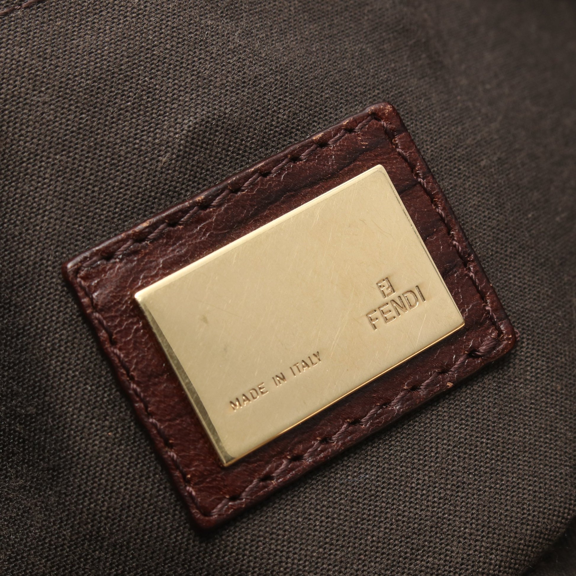 ズッキーノ ハンドバッグ トートバッグ キャンバス レザー ベージュ ダークブラウン フェンディ バッグ FENDI