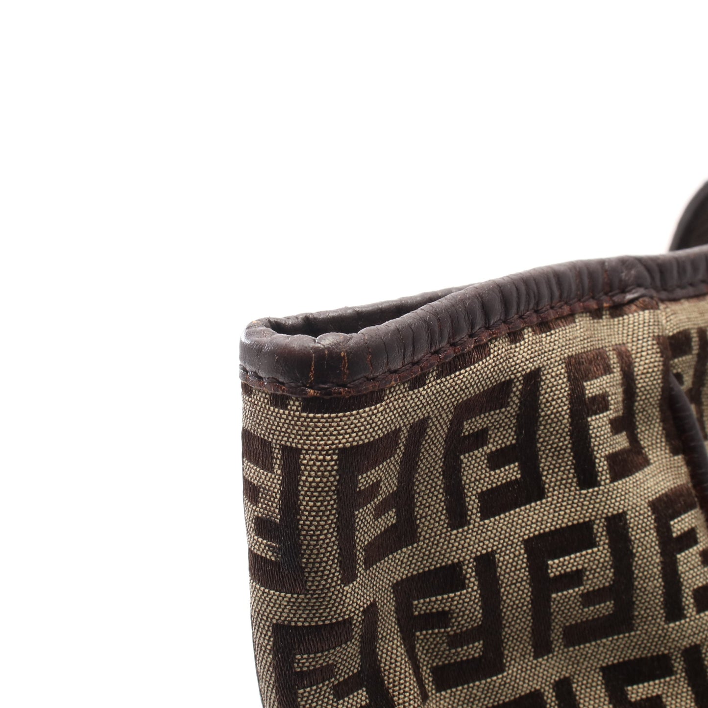 ズッキーノ ハンドバッグ トートバッグ キャンバス レザー ベージュ ダークブラウン フェンディ バッグ FENDI