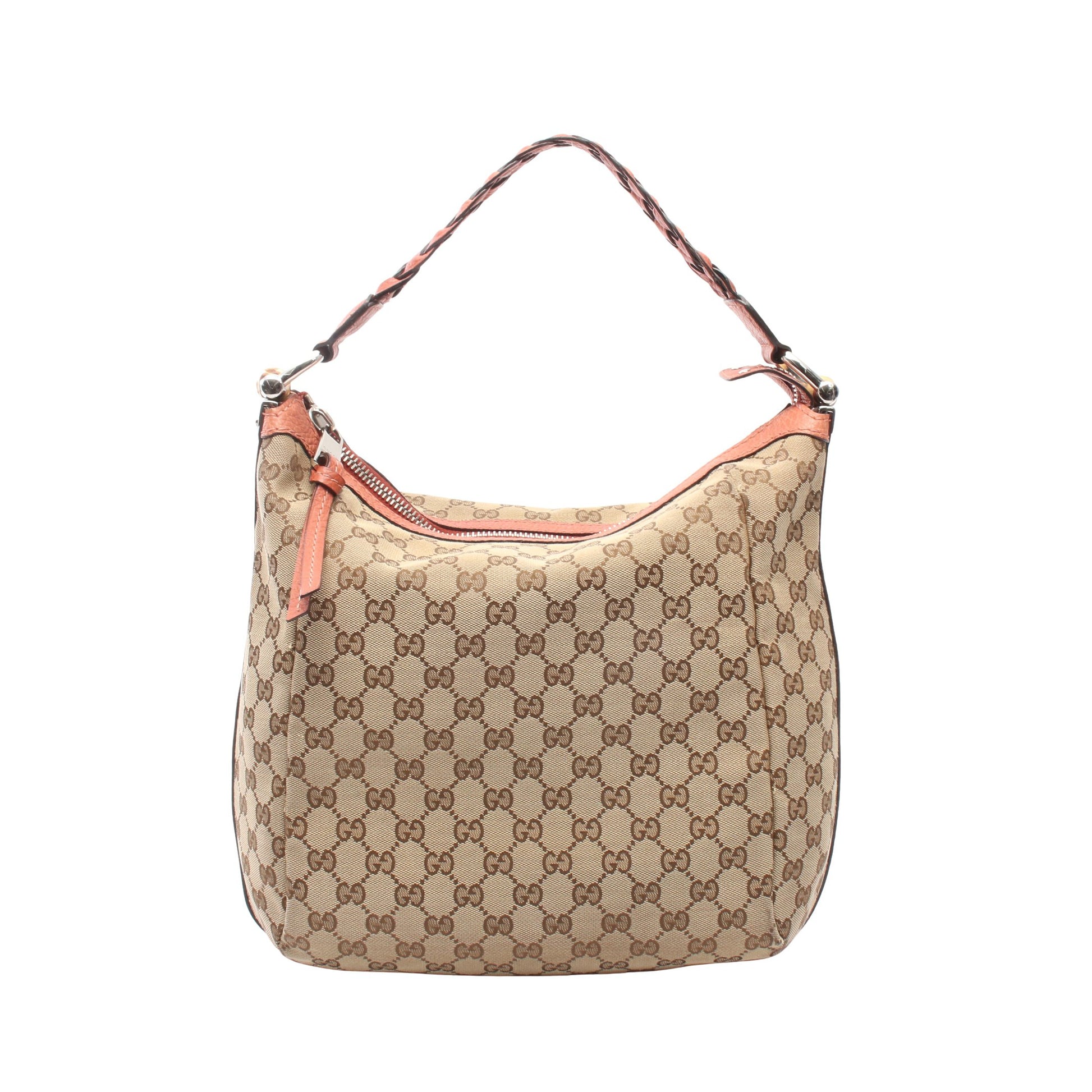 GGキャンバス ワンショルダーバッグ キャンバス レザー ベージュ ピンク グッチ バッグ GUCCI