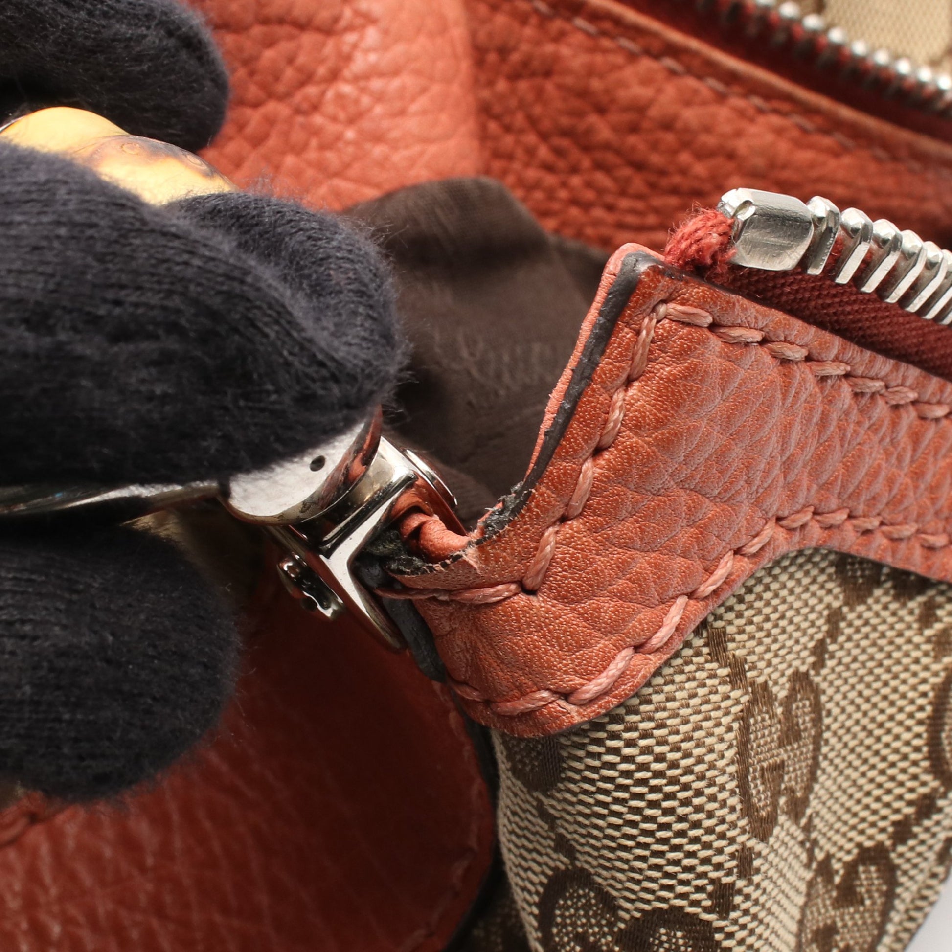 GGキャンバス ワンショルダーバッグ キャンバス レザー ベージュ ピンク グッチ バッグ GUCCI