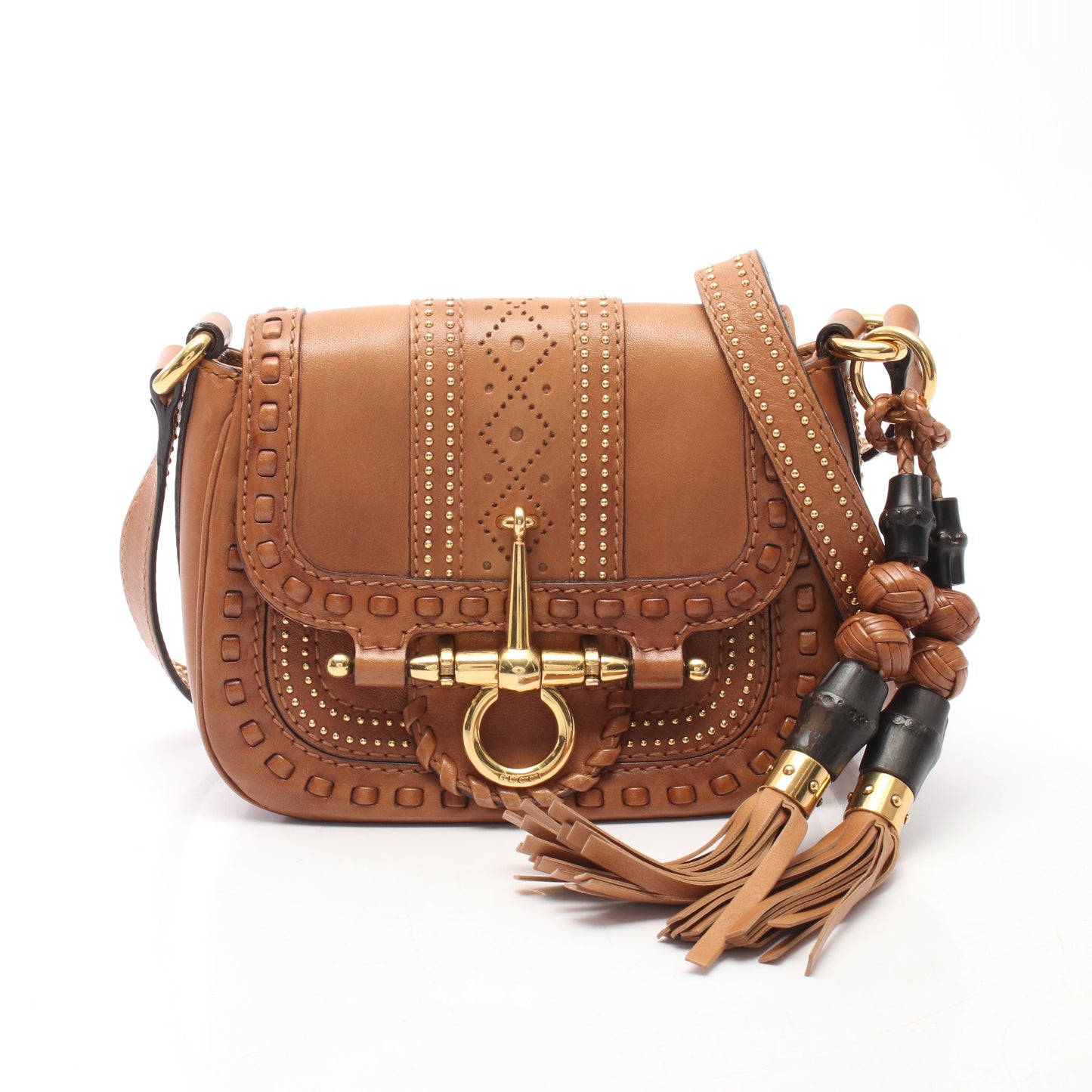 バンブー スナッフルビット タッセル ショルダーバッグ レザー ライトブラウン グッチ バッグ GUCCI