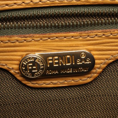 ズッカ ハンドバッグ キャンバス レザー ダークブラウン ライトオレンジ フェンディ バッグ FENDI