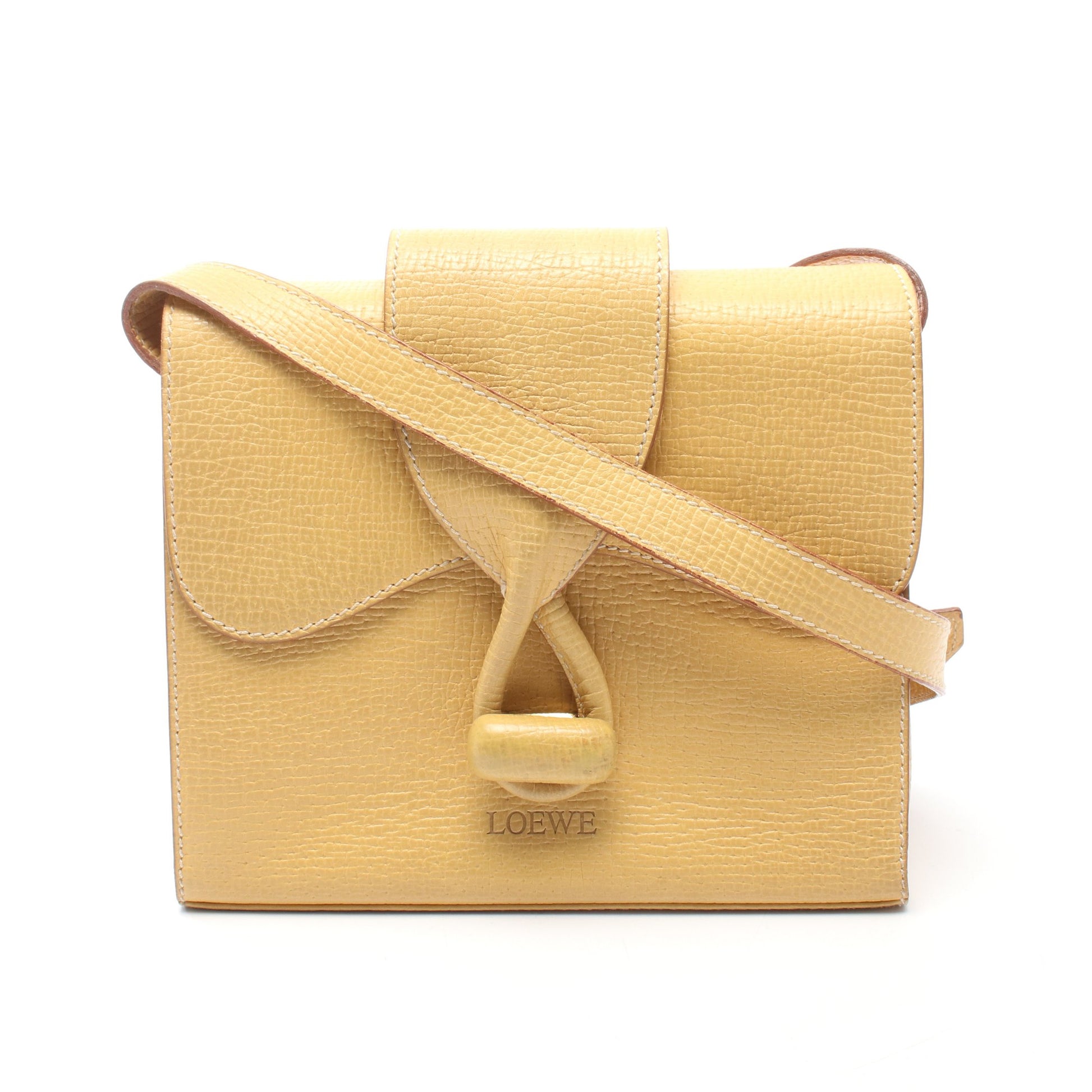 ターンロック ショルダーバッグ レザー イエロー ロエベ バッグ LOEWE