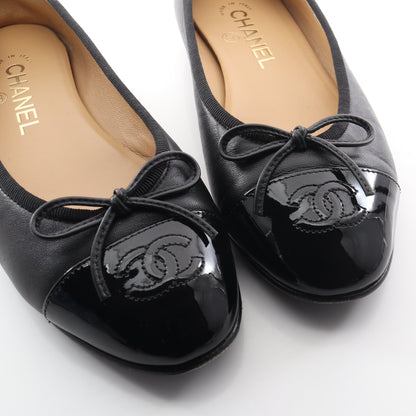 BALLERINA バレリーナ ココマーク バレエシューズ レザー エナメルレザー ブラック シャネル