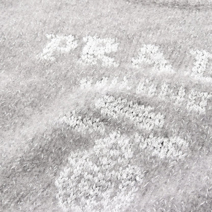 ロゴ クルーネック ニット カシミヤ ウール グレー プラダ