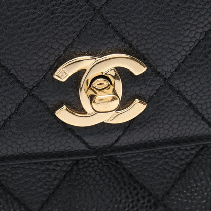 マトラッセ ハンドバッグ キャビアスキン ブラック ゴールド金具 シャネル バッグ CHANEL