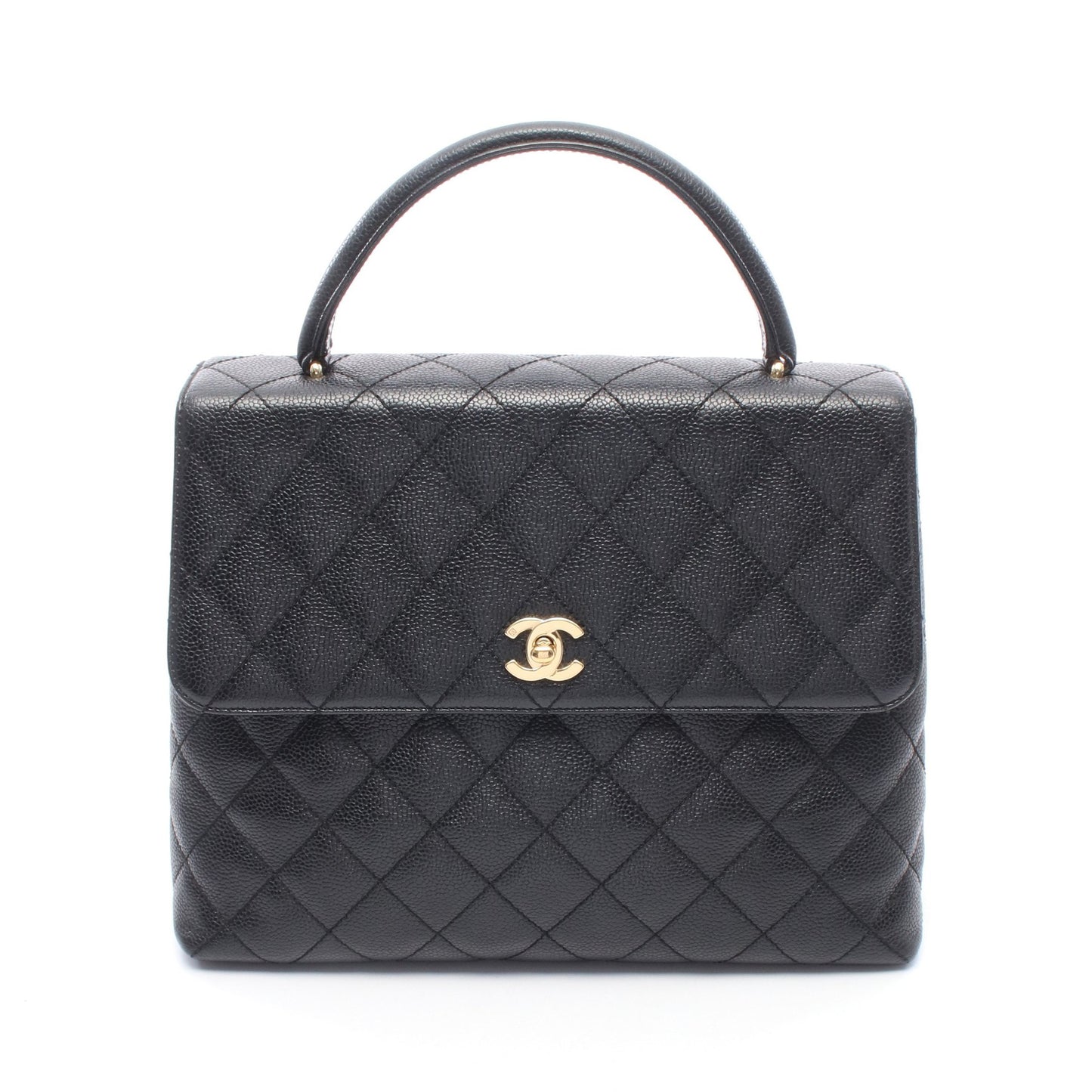 マトラッセ ハンドバッグ キャビアスキン ブラック ゴールド金具 シャネル バッグ CHANEL