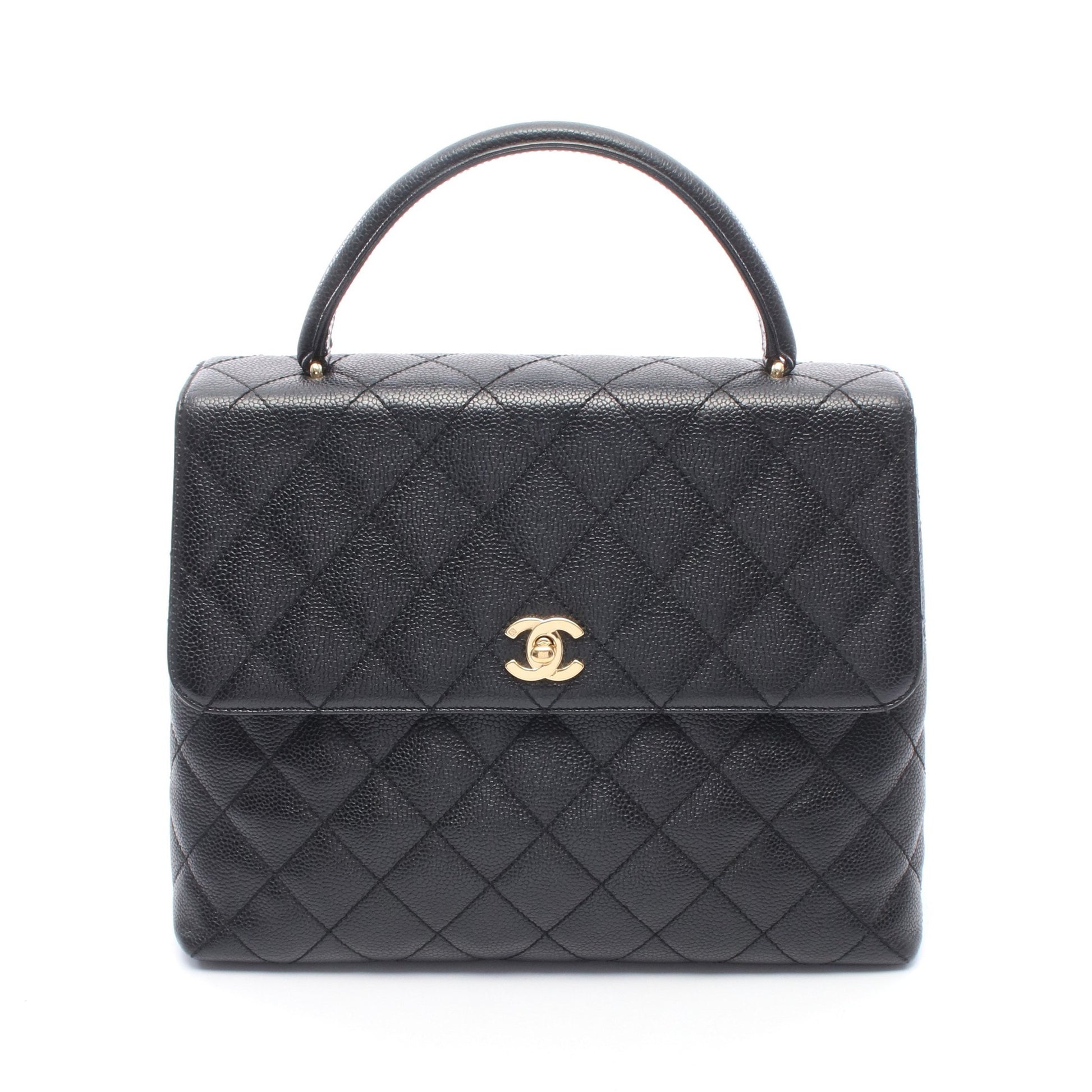 マトラッセ ハンドバッグ キャビアスキン ブラック ゴールド金具 シャネル バッグ CHANEL