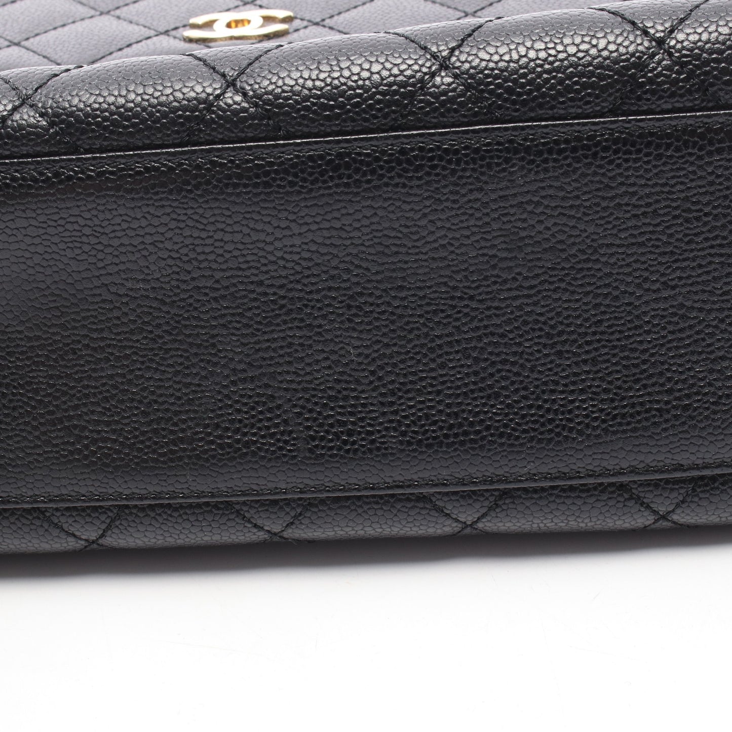 マトラッセ ハンドバッグ キャビアスキン ブラック ゴールド金具 シャネル バッグ CHANEL