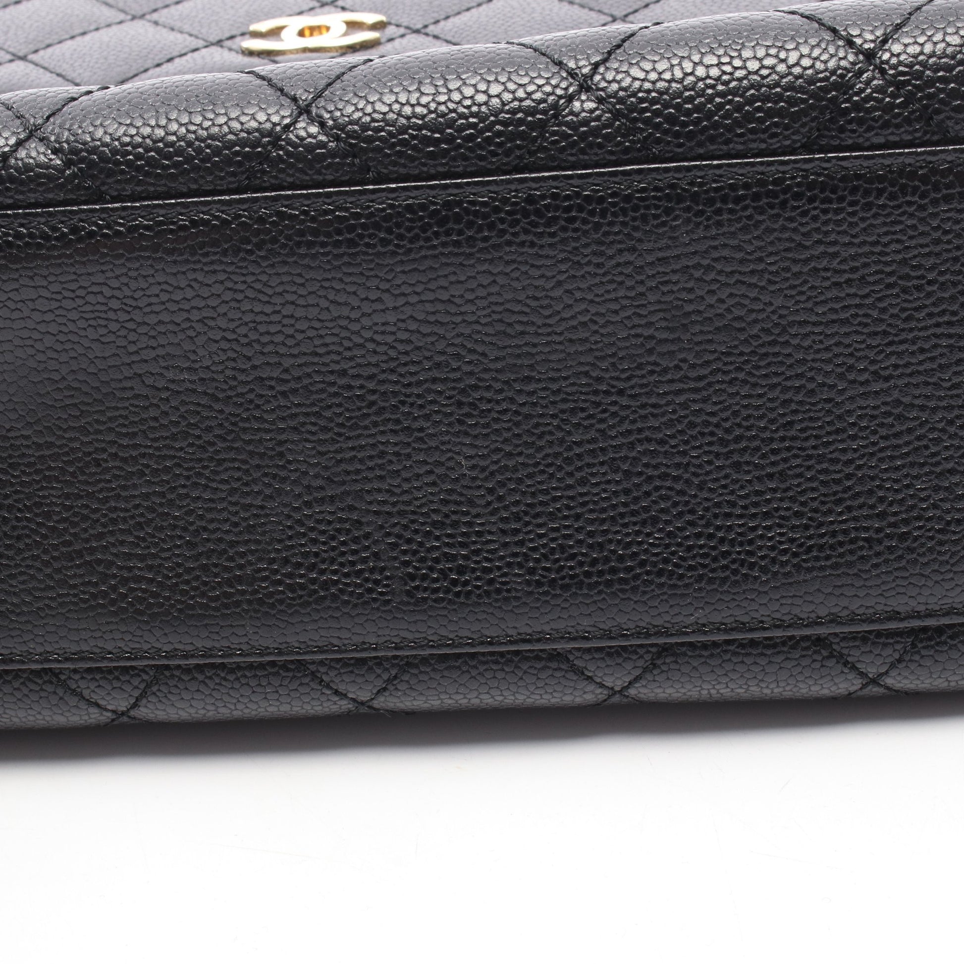 マトラッセ ハンドバッグ キャビアスキン ブラック ゴールド金具 シャネル バッグ CHANEL