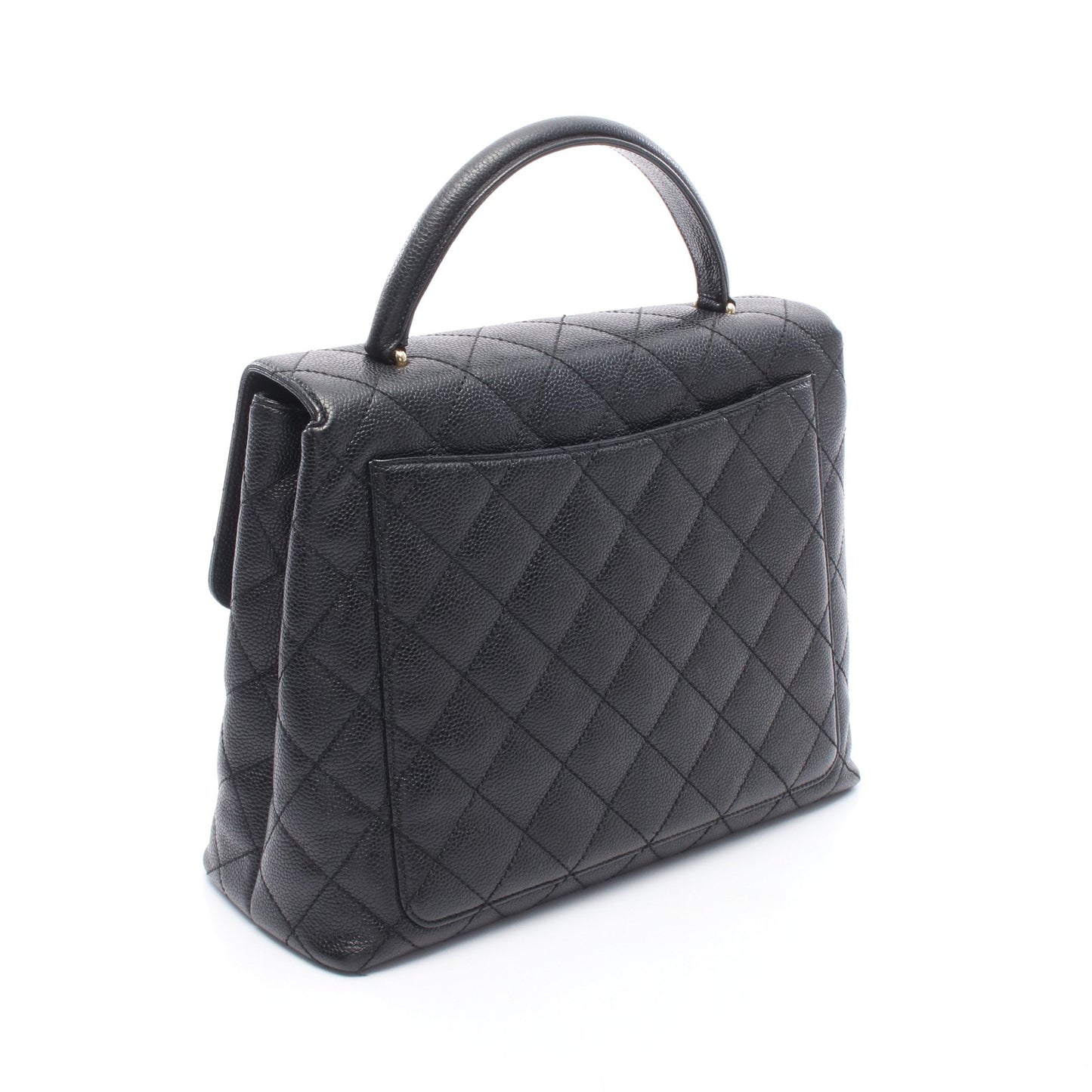 マトラッセ ハンドバッグ キャビアスキン ブラック ゴールド金具 シャネル バッグ CHANEL