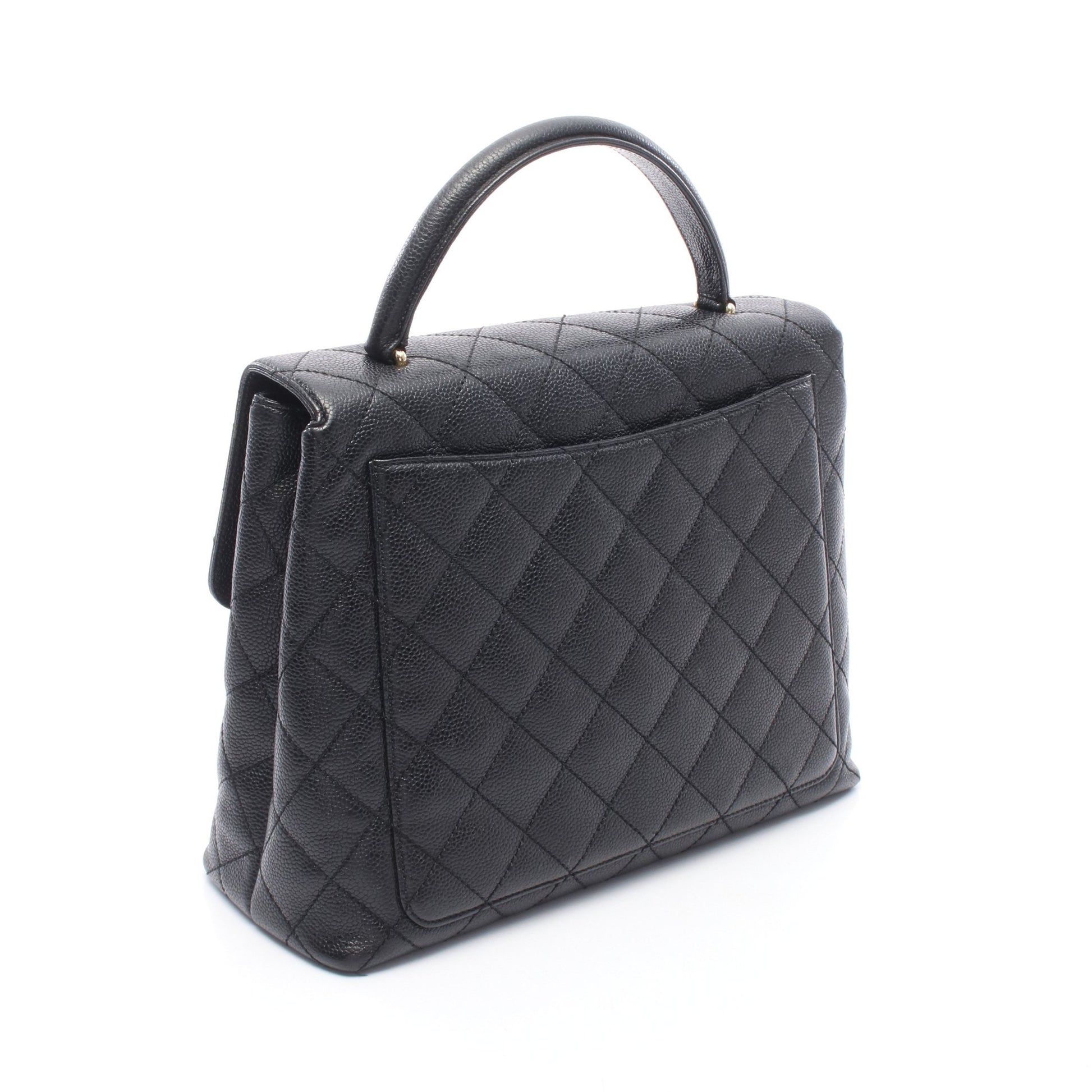 マトラッセ ハンドバッグ キャビアスキン ブラック ゴールド金具 シャネル バッグ CHANEL