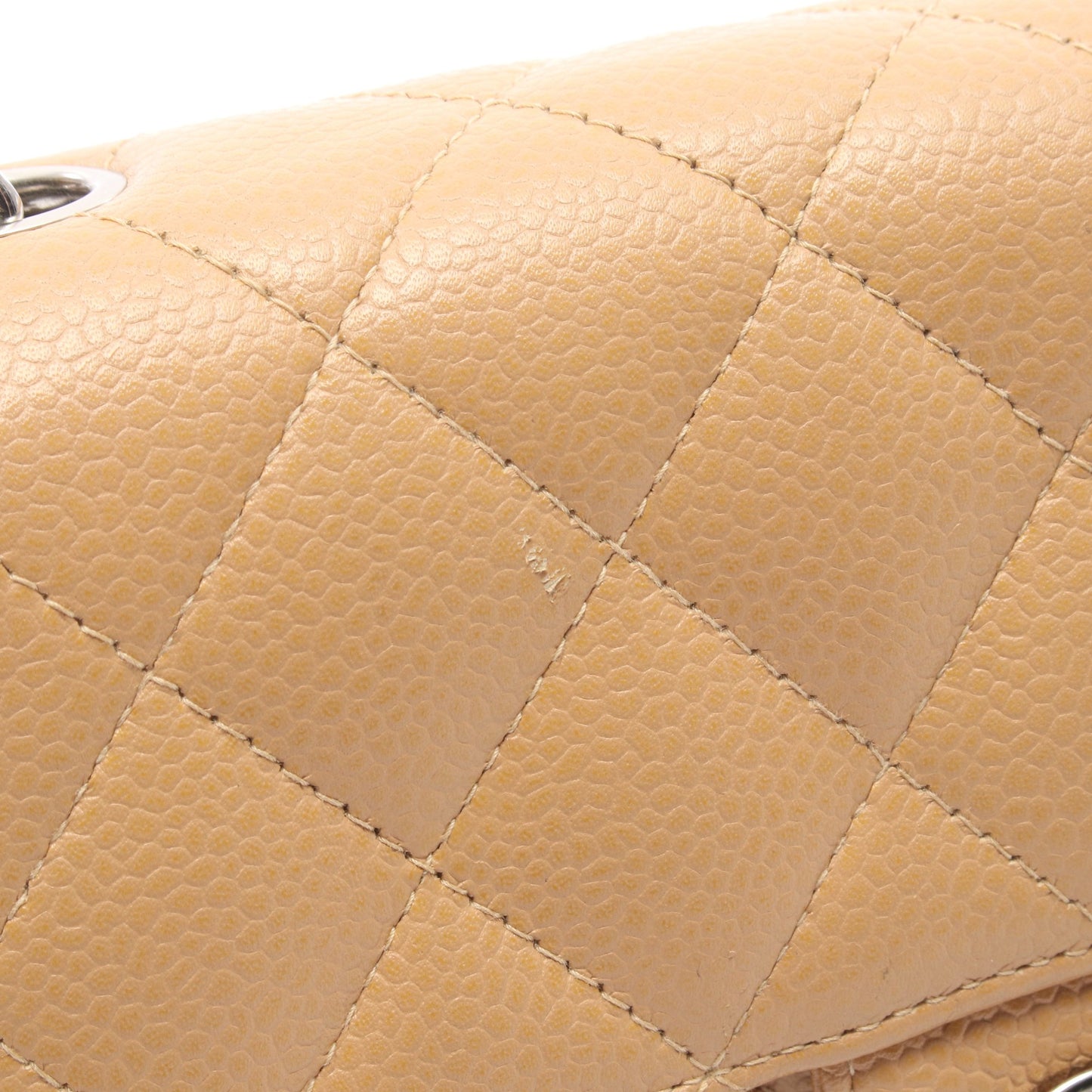 ミニマトラッセ チェーンショルダーバッグ キャビアスキン ベージュ シルバー金具 シャネル バッグ CHANEL