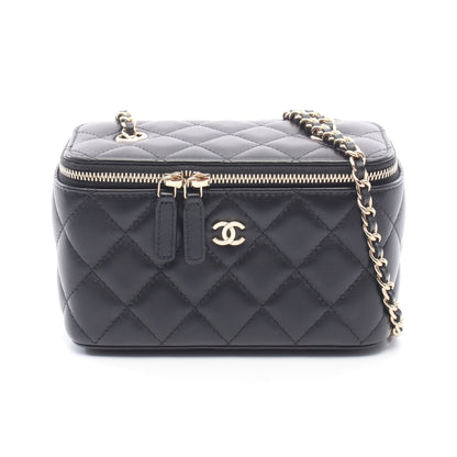 マトラッセ バニティ チェーンショルダーバッグ ラムスキン ブラック ゴールド金具 シャネル バッグ CHANEL