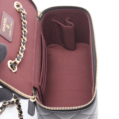 マトラッセ バニティ チェーンショルダーバッグ ラムスキン ブラック ゴールド金具 シャネル バッグ CHANEL