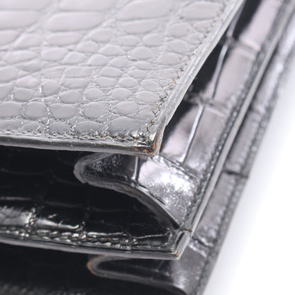 ピアノ ハンドバッグ アリゲーターリセ ブラック ゴールド金具 ○V刻印 エルメス バッグ HERMES