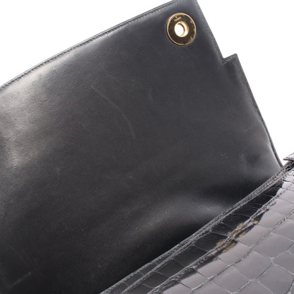 ピアノ ハンドバッグ アリゲーターリセ ブラック ゴールド金具 ○V刻印 エルメス バッグ HERMES