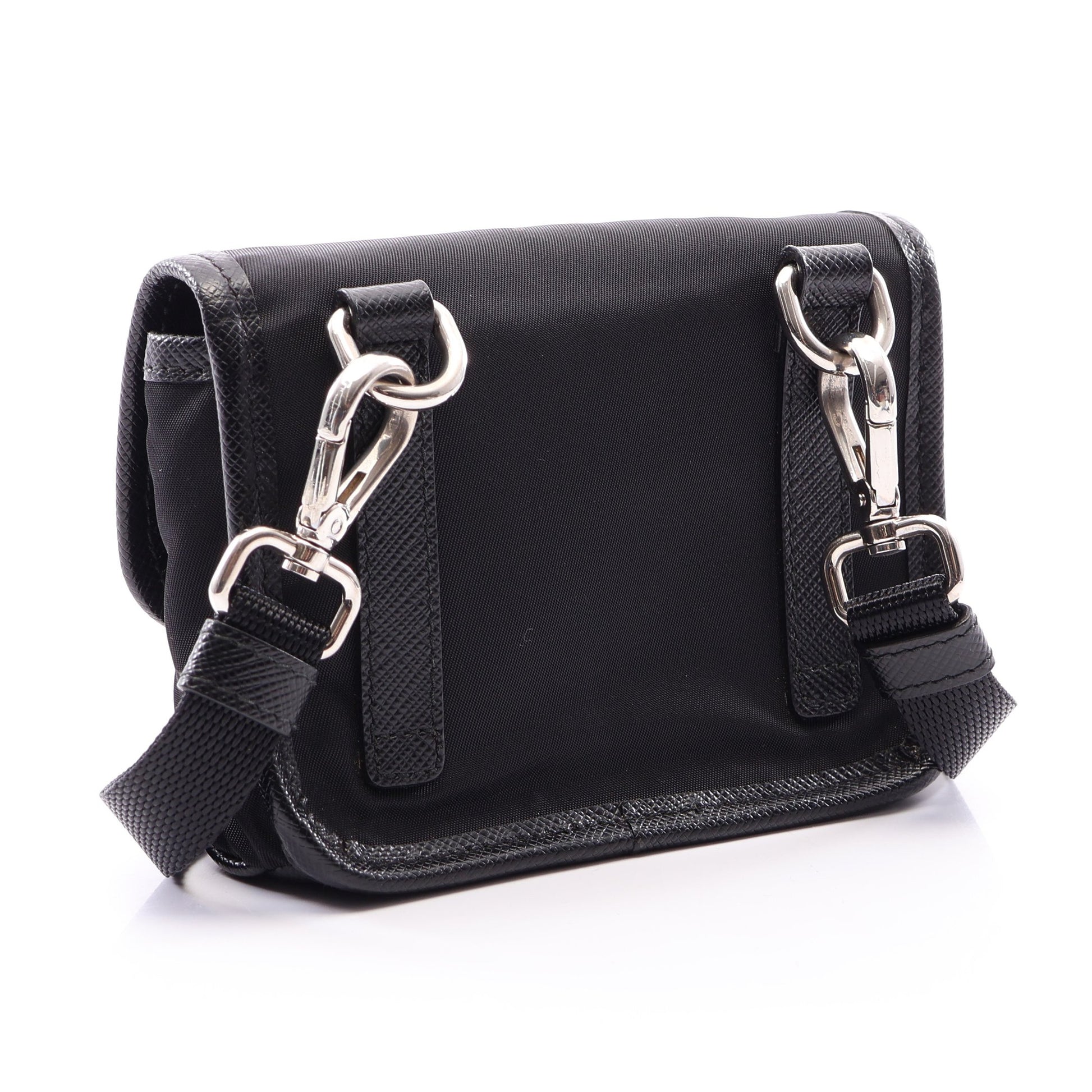トライアングルロゴ ショルダーバッグ ナイロン サフィアーノレザー ブラック プラダ バッグ PRADA