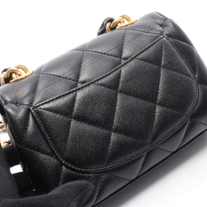 マトラッセ スモールフラップ チェーンショルダーバッグ キャビアスキン ブラック ゴールド金具 シャネル バッグ CHANEL