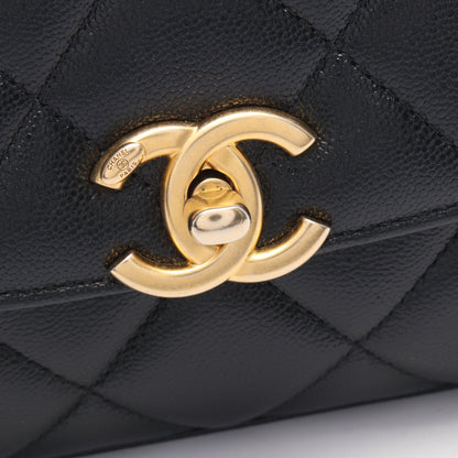マトラッセ スモールフラップ チェーンショルダーバッグ キャビアスキン ブラック ゴールド金具 シャネル バッグ CHANEL