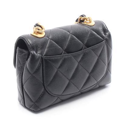 マトラッセ スモールフラップ チェーンショルダーバッグ キャビアスキン ブラック ゴールド金具 シャネル バッグ CHANEL