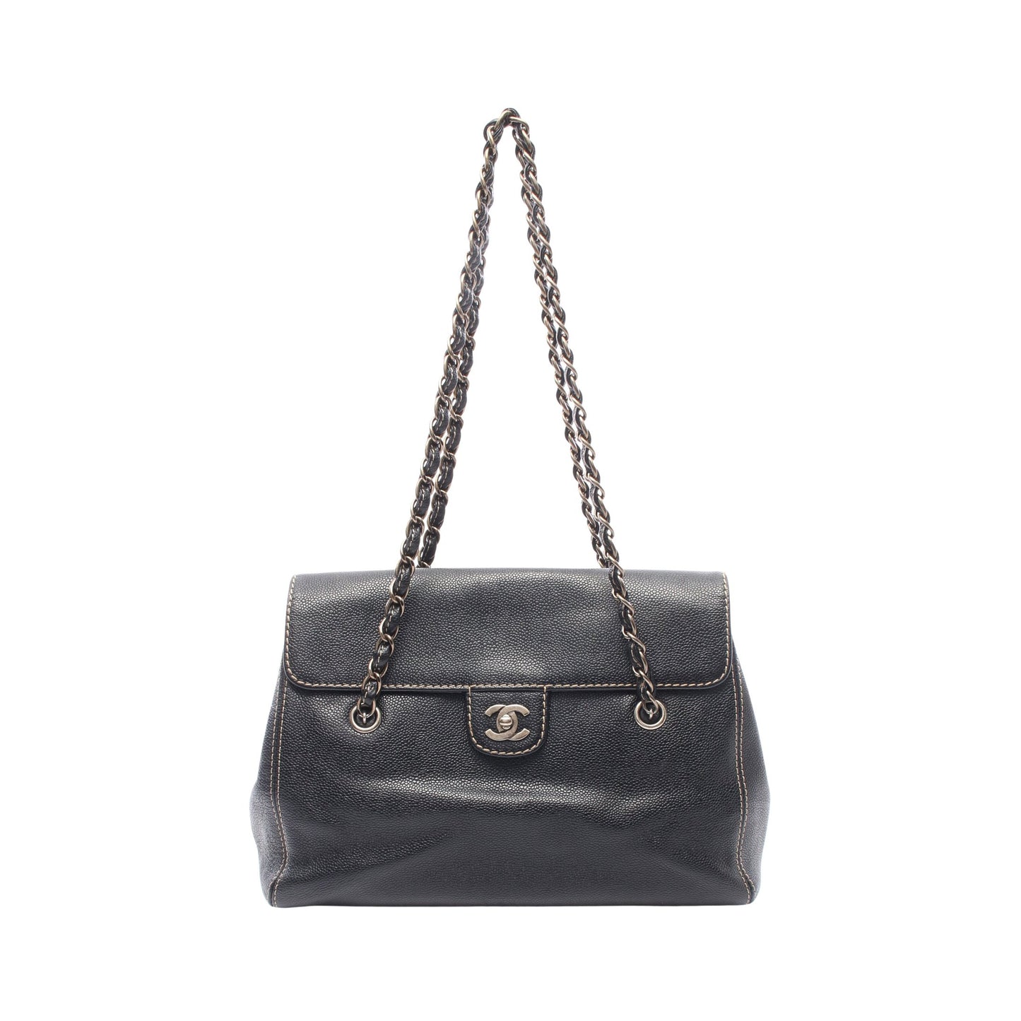 ターンロック チェーンショルダーバッグ キャビアスキン ブラック ゴールド金具 シャネル バッグ CHANEL