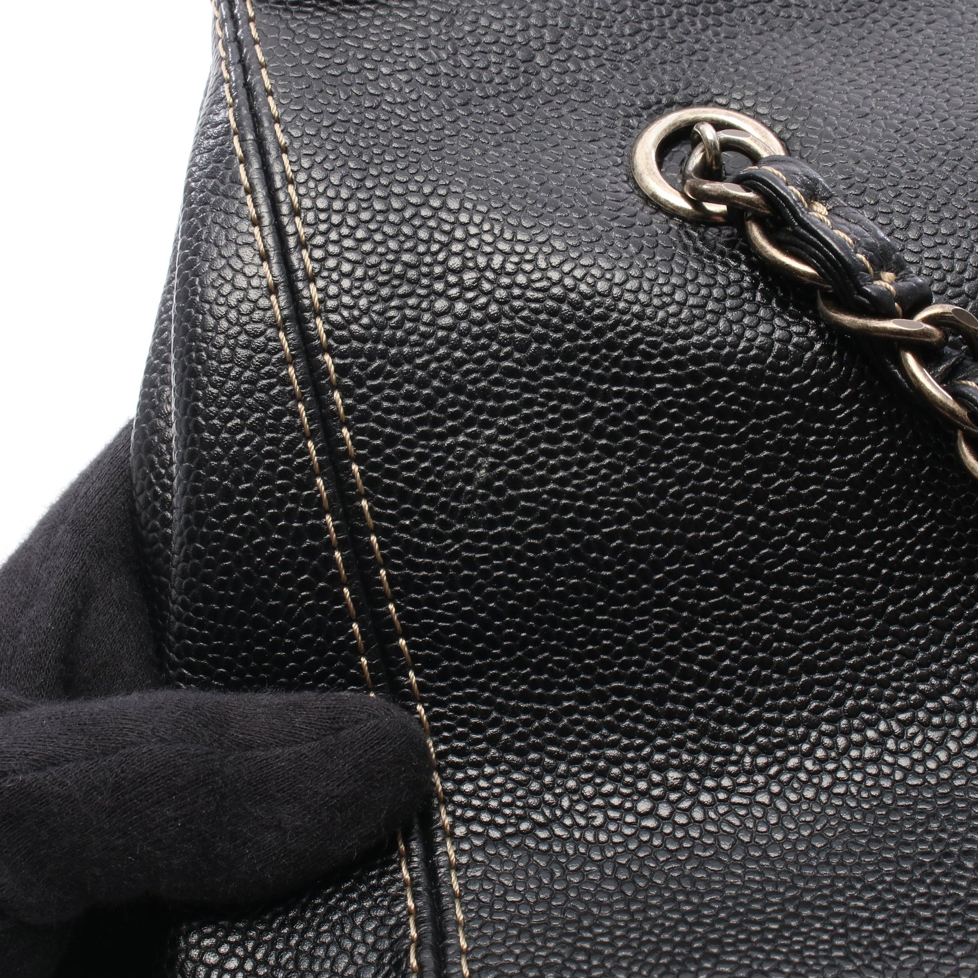 ターンロック チェーンショルダーバッグ キャビアスキン ブラック ゴールド金具 シャネル バッグ CHANEL