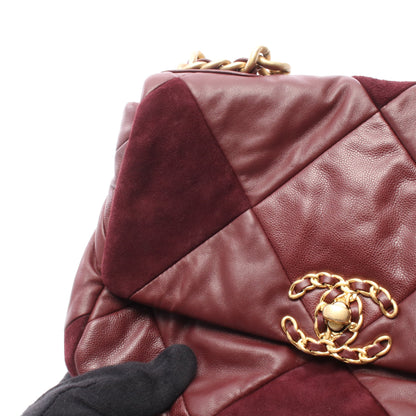 19 ディズヌフ マトラッセ チェーンショルダーバッグ レザー スエード ボルドー コンビ金具 シャネル