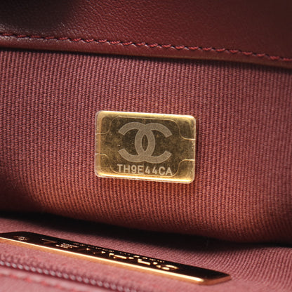 19 ディズヌフ マトラッセ チェーンショルダーバッグ レザー スエード ボルドー コンビ金具 シャネル