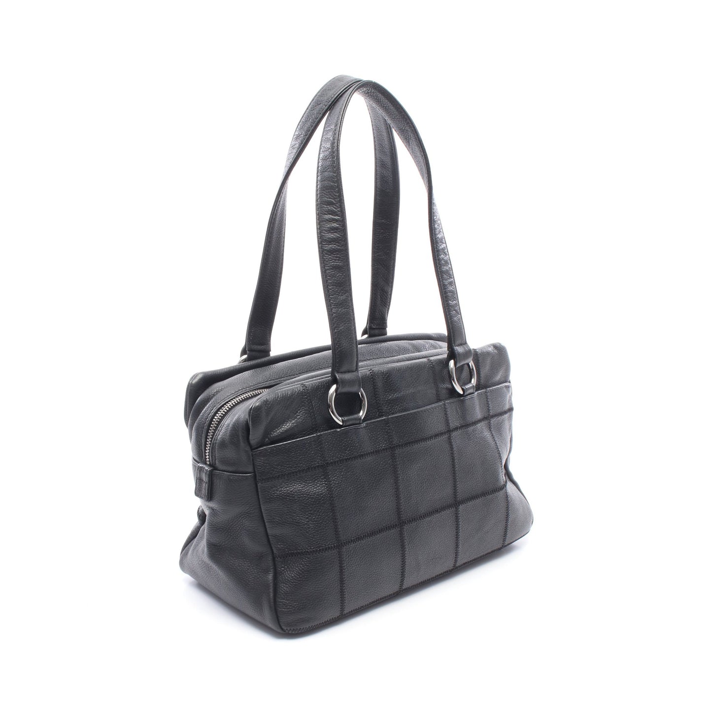 チョコバー ハンドバッグ ミニボストンバッグ ソフトキャビアスキン ブラック シルバー金具 シャネル バッグ CHANEL