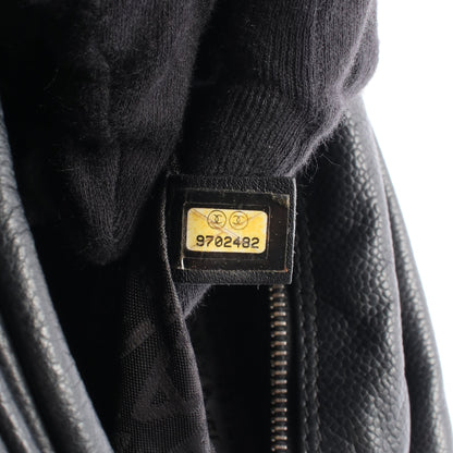 チョコバー ハンドバッグ ミニボストンバッグ ソフトキャビアスキン ブラック シルバー金具 シャネル バッグ CHANEL