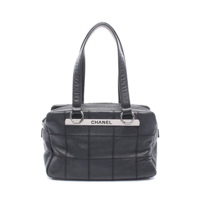 チョコバー ハンドバッグ ミニボストンバッグ ソフトキャビアスキン ブラック シルバー金具 シャネル バッグ CHANEL
