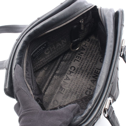 チョコバー ハンドバッグ ミニボストンバッグ ソフトキャビアスキン ブラック シルバー金具 シャネル バッグ CHANEL
