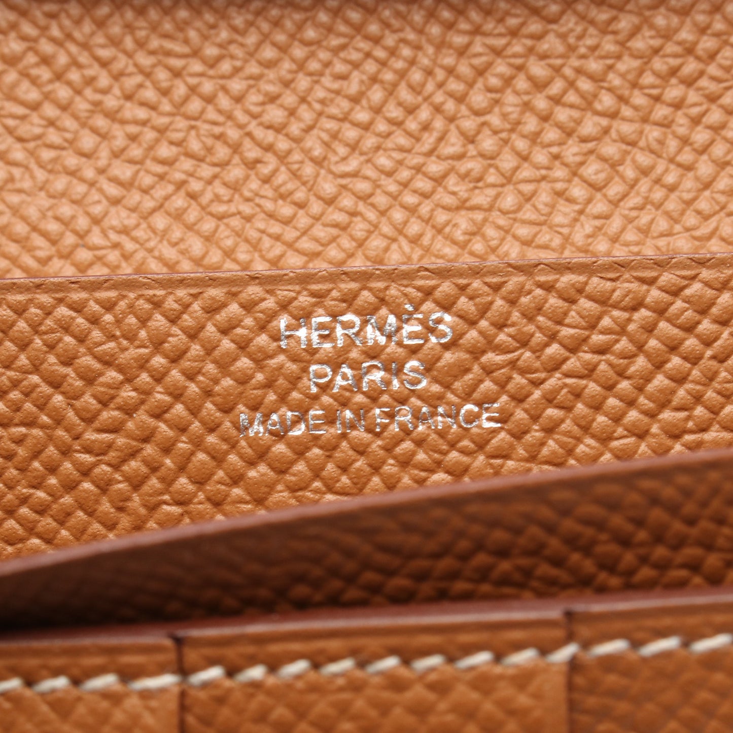 ベアンスフレ ゴールド 二つ折り長財布 ヴォーエプソン ブラウン シルバー金具 C刻印 エルメス 財布・小物 HERMES
