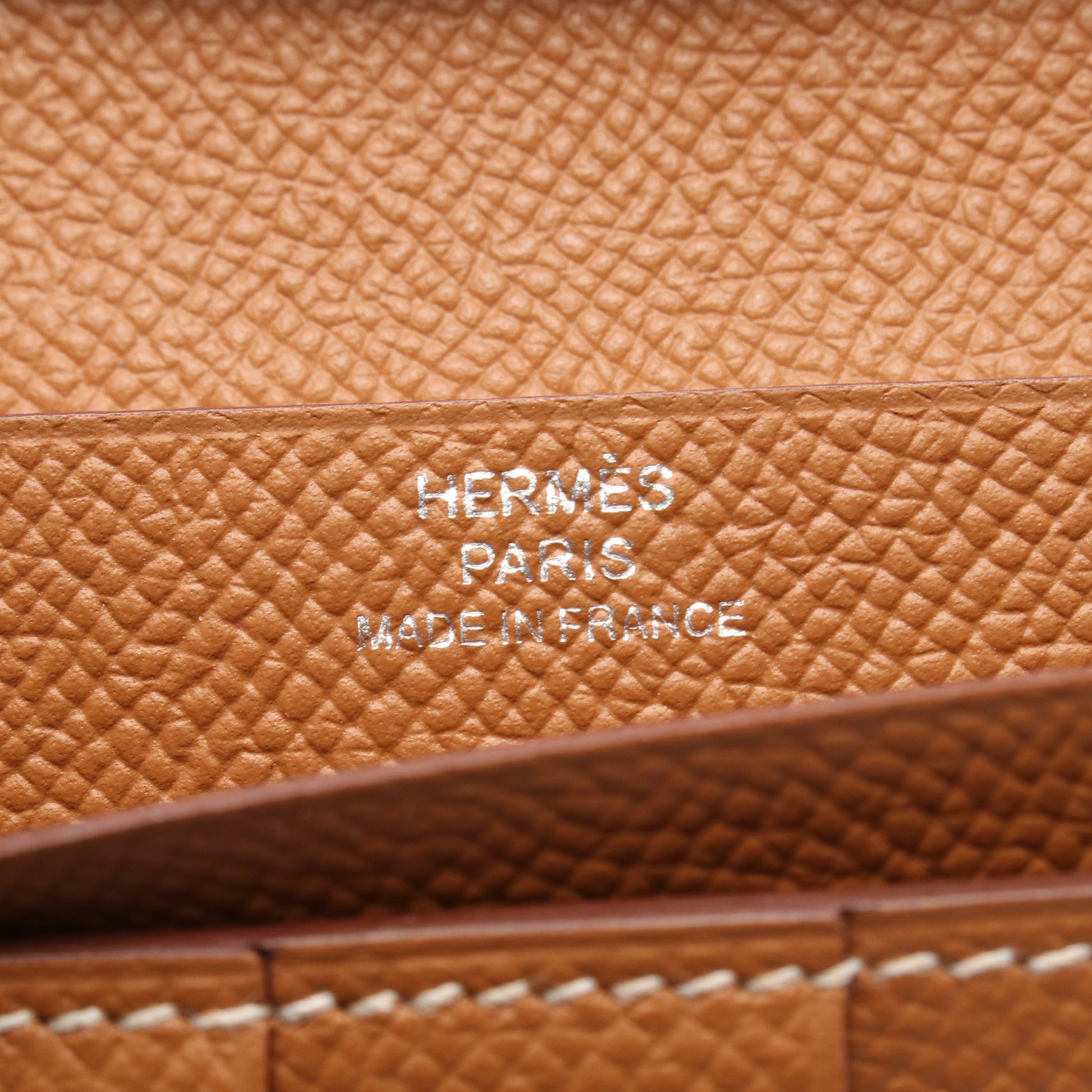 ベアンスフレ ゴールド 二つ折り長財布 ヴォーエプソン ブラウン シルバー金具 C刻印 エルメス 財布・小物 HERMES
