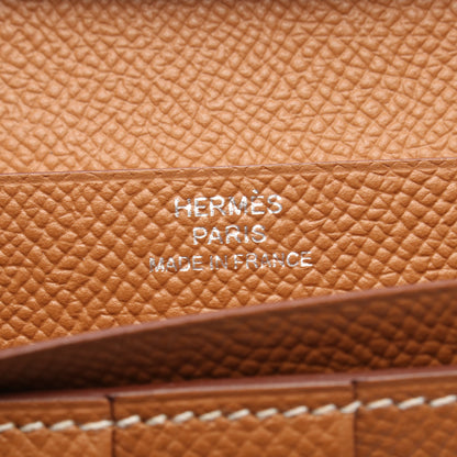 ベアンスフレ ゴールド 二つ折り長財布 ヴォーエプソン ブラウン シルバー金具 C刻印 エルメス 財布・小物 HERMES