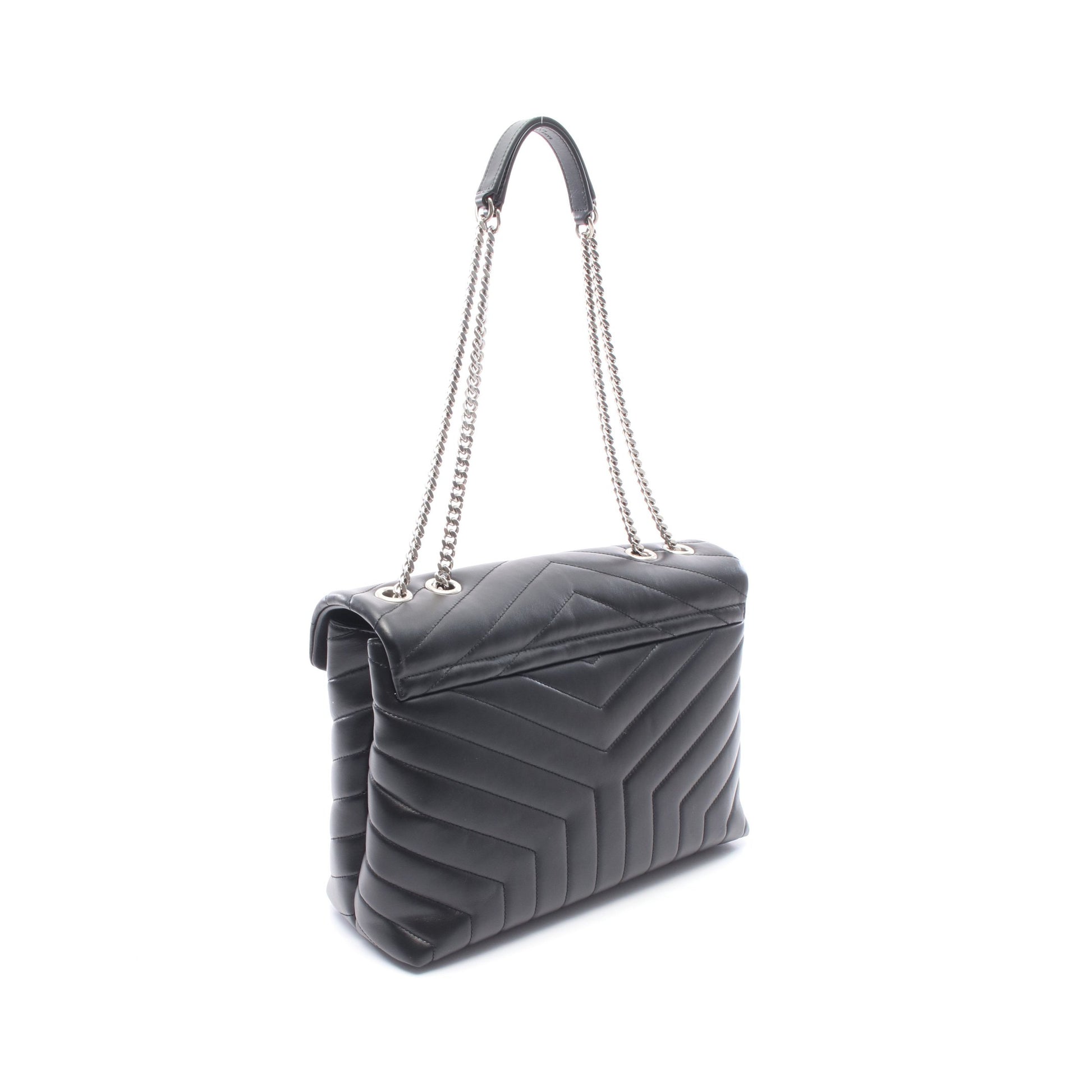 ルル ミディアム チェーンショルダーバッグ チェーントートバッグ レザー ブラック サンローランパリ バッグ SAINT LAURENT PARIS