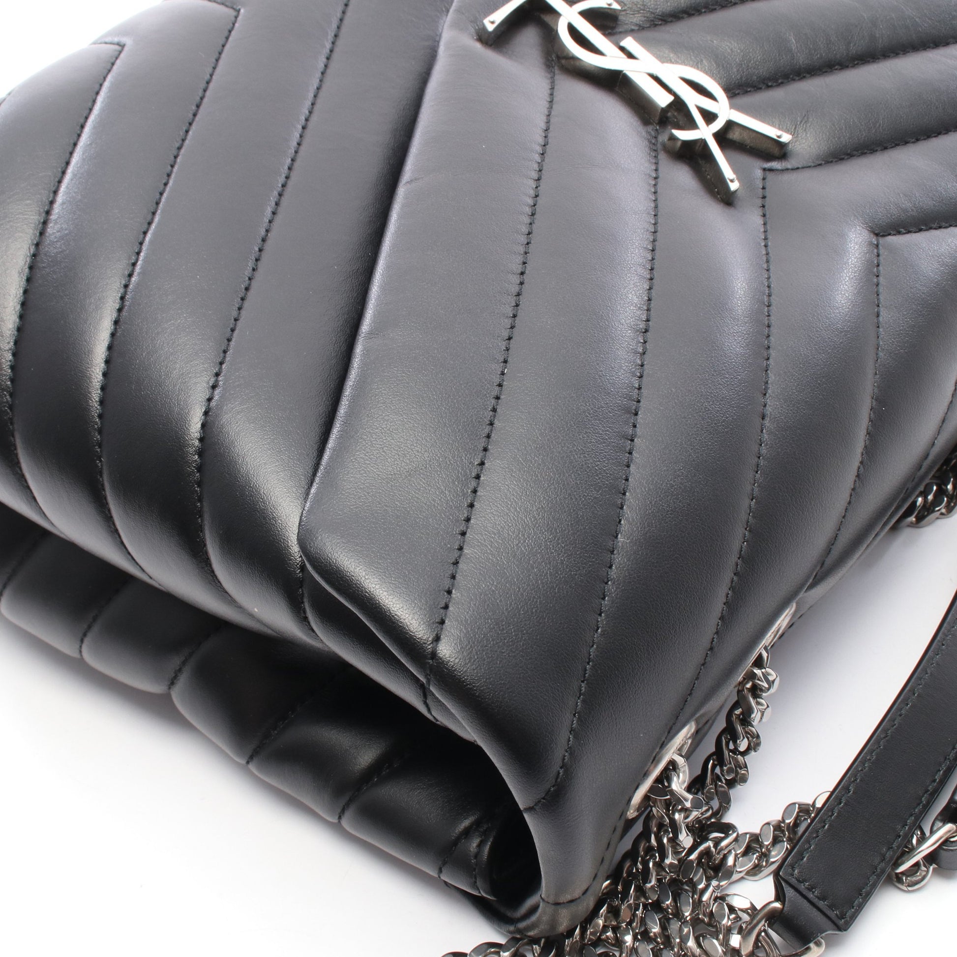 ルル ミディアム チェーンショルダーバッグ チェーントートバッグ レザー ブラック サンローランパリ バッグ SAINT LAURENT PARIS